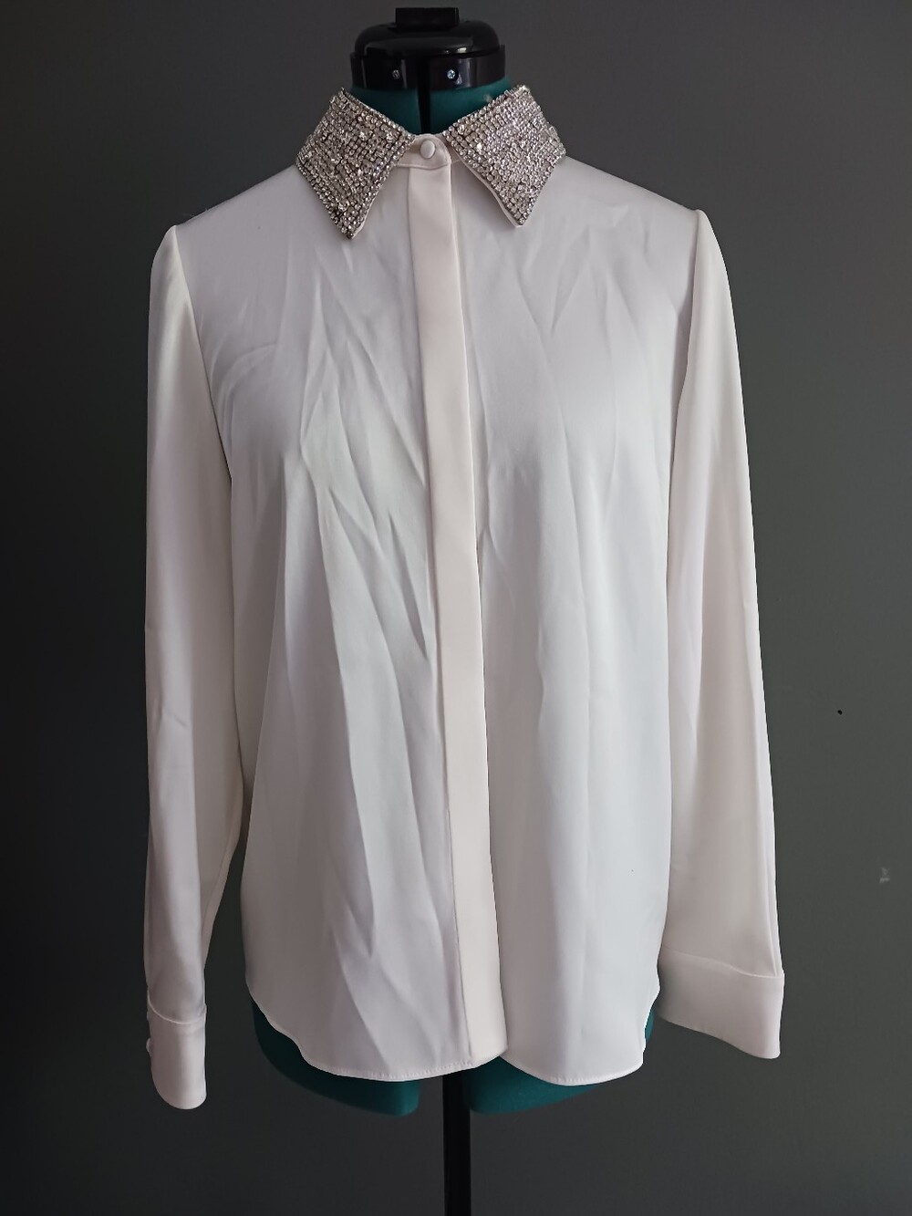 Alice+Olivia  Willa Embellished Collar Top,blouse Size M